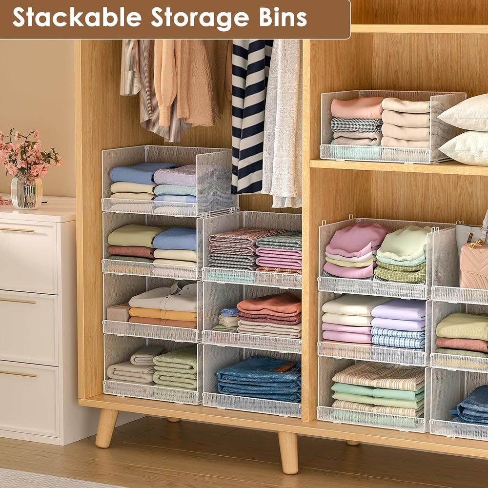 5-Tier Stackable Closet Organizers and Storage, Metal Wire Storage Shelves fo...