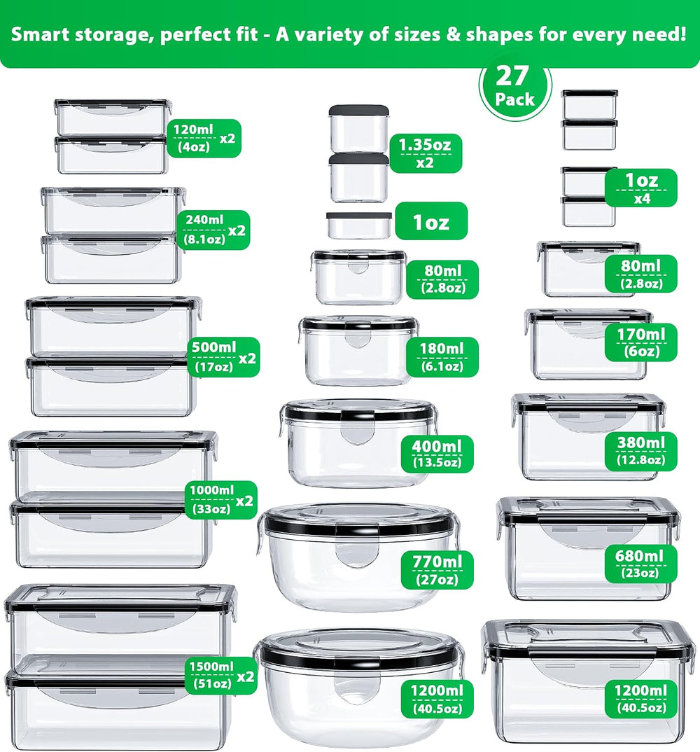 54 Pcs Food Storage Containers with Lids Airtight, (27 Containers &27 Lid...