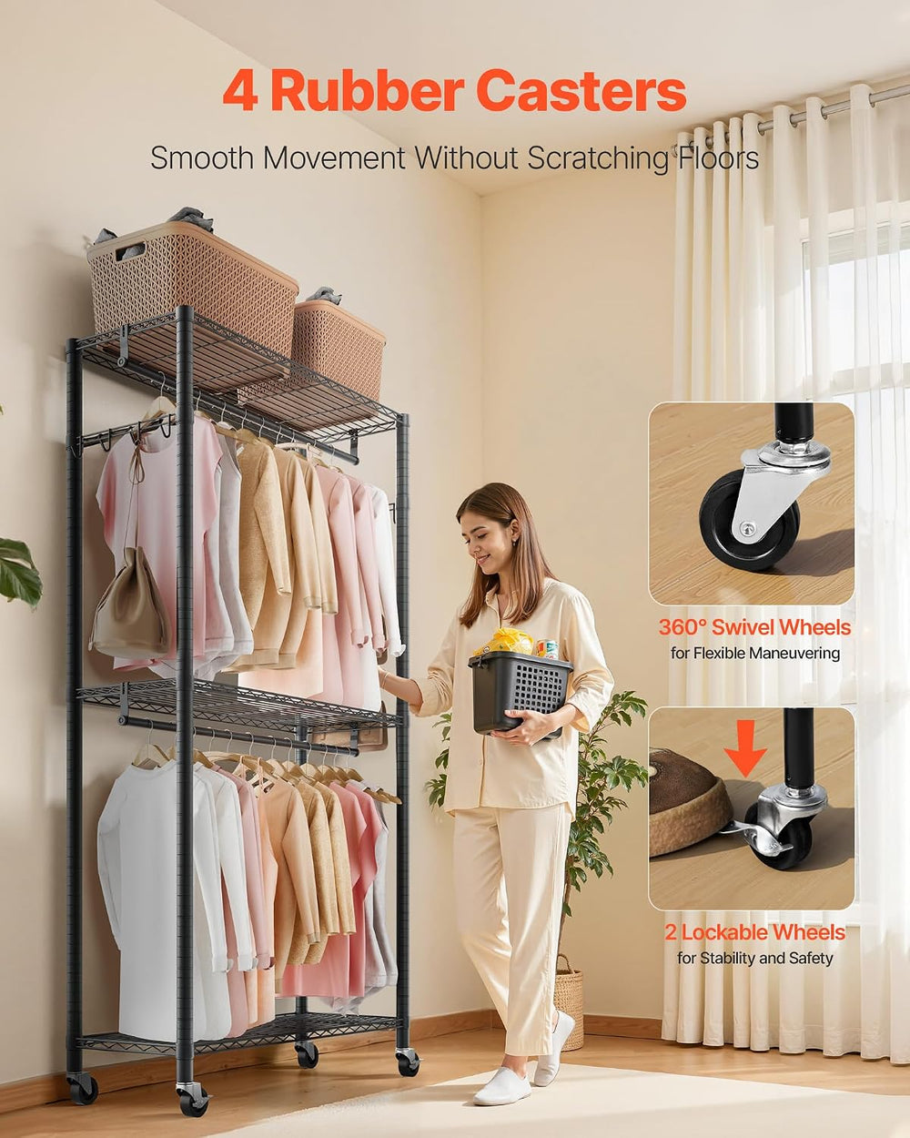 VEVOR Clothing Garment Rack, Heavy Duty Closet Wardrobe, Adjustable Tiers Clo...