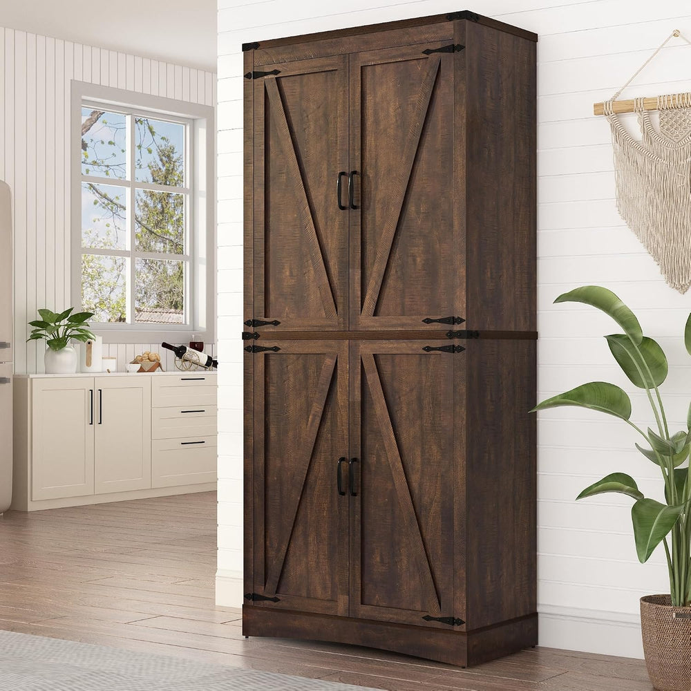 chartustriable 71in Farmhouse Kitchen Pantry Cabinet,Tall Storage Cabinet wit...
