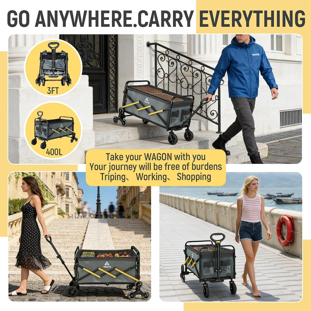 Upgraded Stairs Climbing Cart with Triangular Wheels, Folding Utility Cart