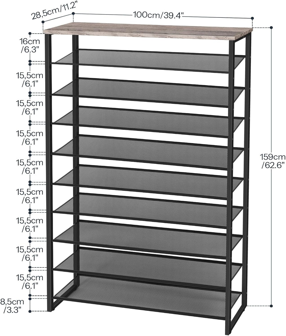 HOOBRO 10-Tier Shoe Rack for Entryway, 39.4" L Shoe Storage Organizer, L...