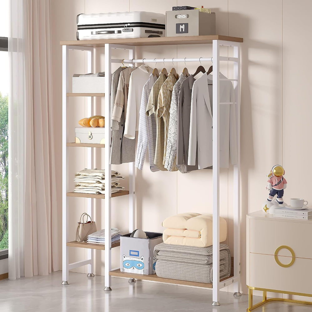 VECELO Open Garment Clothing Rack, Free-Standing Heavy Duty Storage Closet wi...