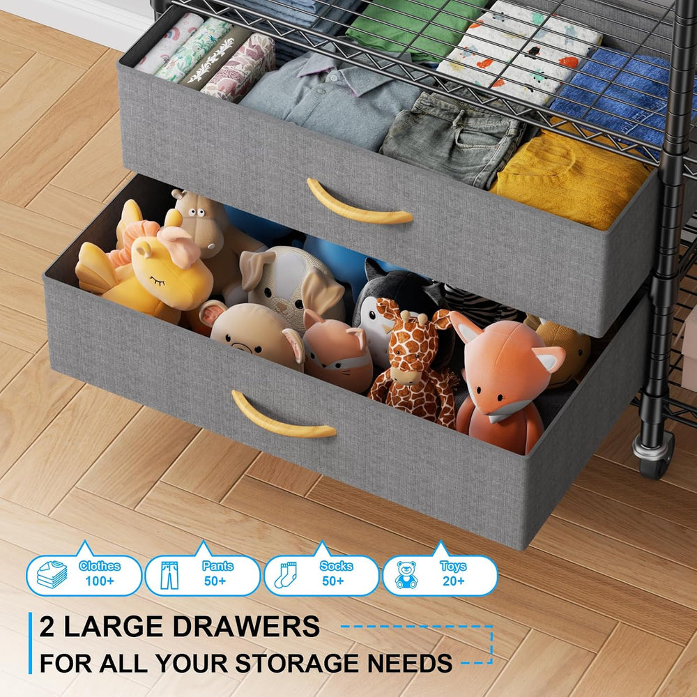 Ulif F3R Heavy Duty Clothes Rack（With Lockable Wheels）Freestanding Clothing R...