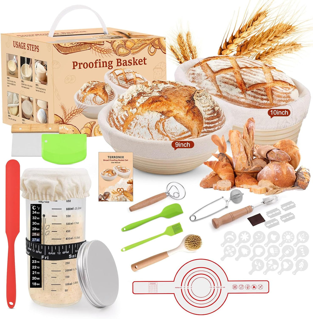 Bread proofing baskets for sourdough 19-Piece Set ，9" Round & 10&quo...