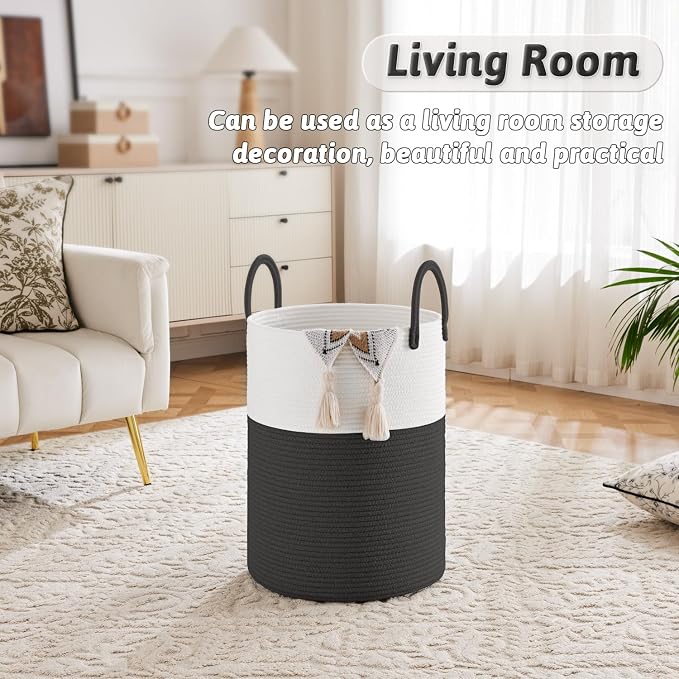 Laundry Basket, Woven Cotton Rope Laundry Hamper, 100L