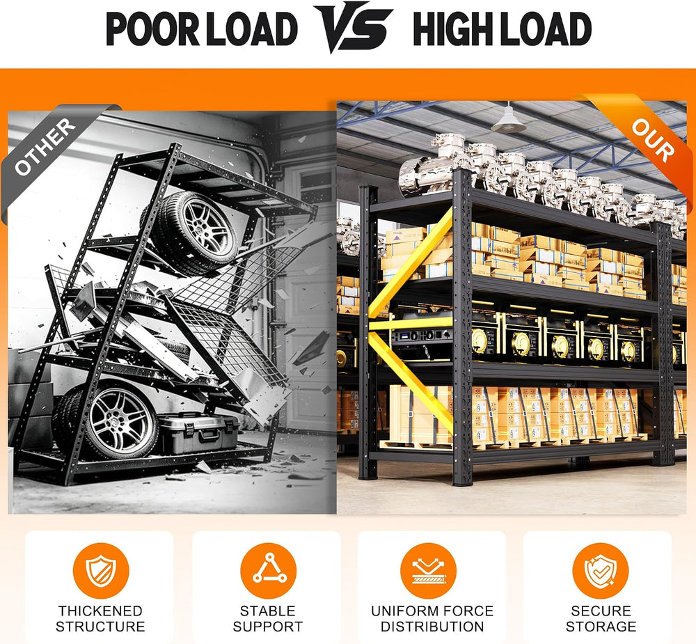 59" W Metal Storage Shelves,3 Tier Adjustable Heavy Duty Garage Shelving...