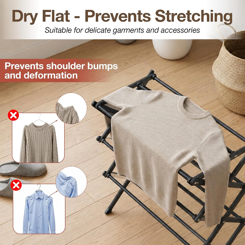 Foldable Clothes Drying Rack Heavy Duty Easy Install, Black