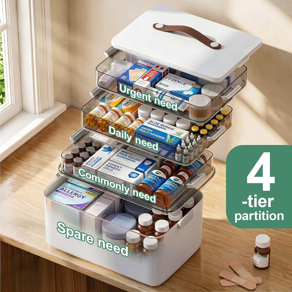 Spreezy 4-Tier Medicine Cabinet Organizer for First Aid, Craft, Art, Sewing