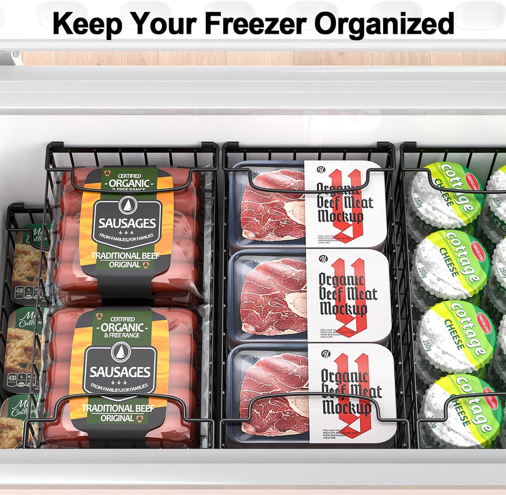Freezer Organizer Bins, 4 Pack Big Baskets for 5/ 7 Cu.FT Deep Freezer