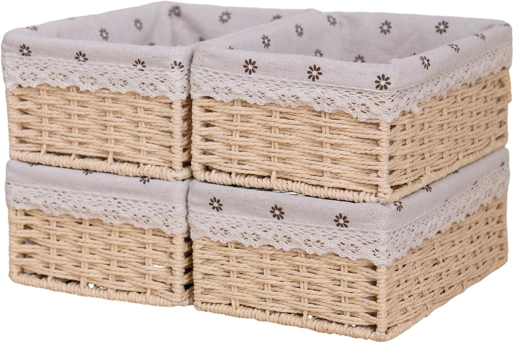 4-Pack Cute Woven Small Paper Rope Baskets