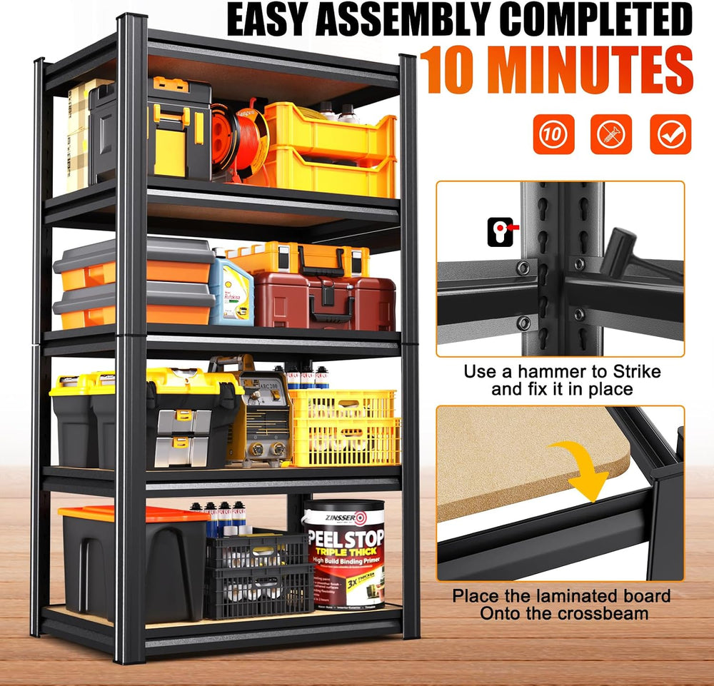 4 Pack Garage Shelving Heavy Duty 5-Tier Storage Shelves, Adjustable Shelving...