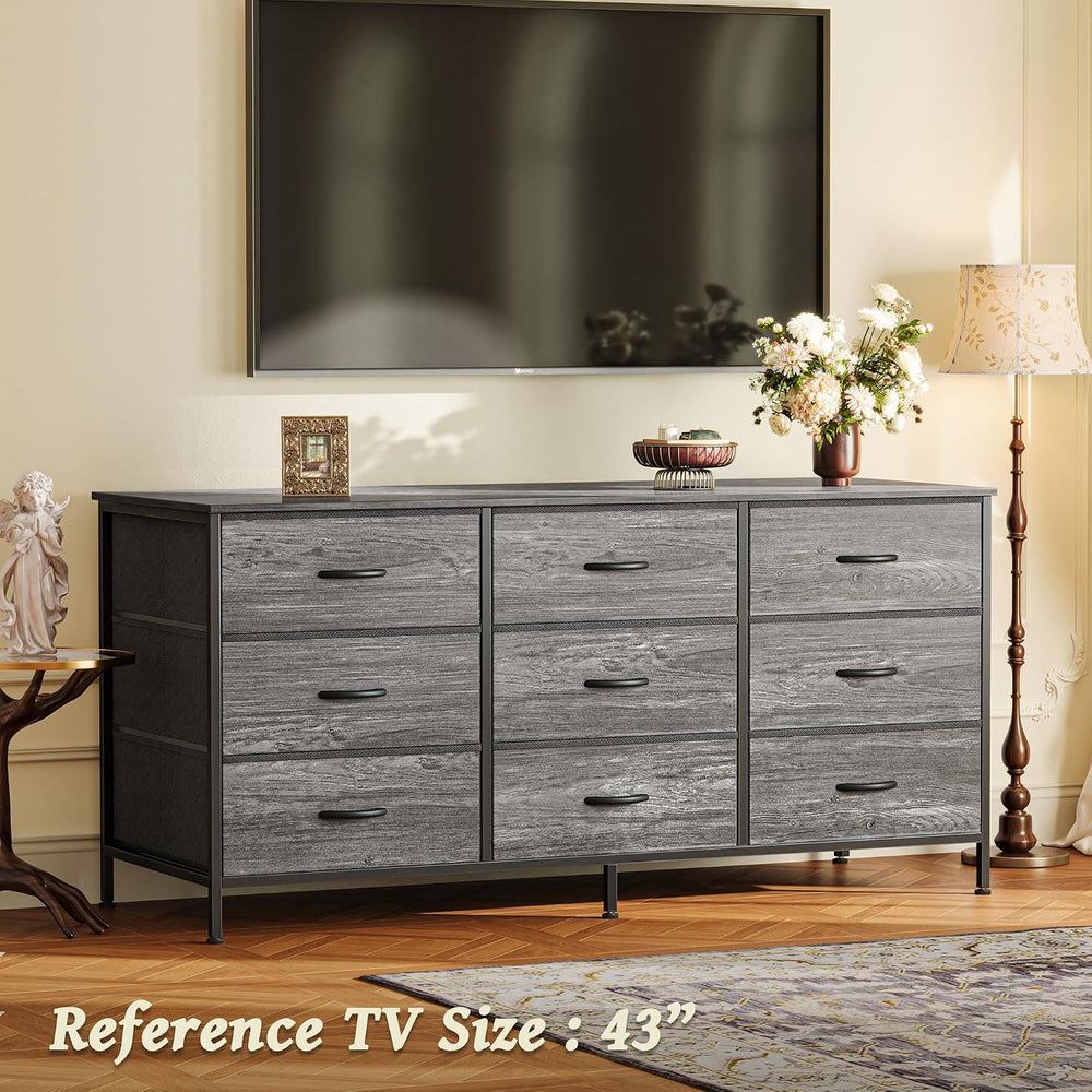 Huuger 9 Drawer Dresser for Bedroom, 47 Inch Dresser TV Stand for 50, 55 Inch...