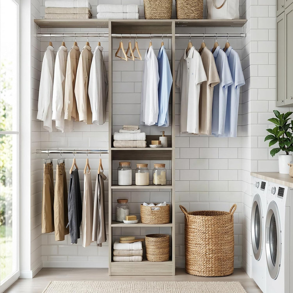 Cyclysio 4FT Closet System for Small Space, 80"H, White Oak