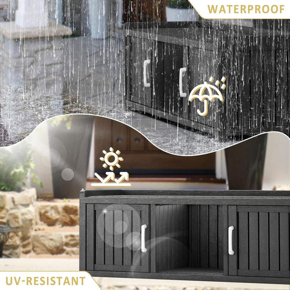 Storage Bench - Waterproof Resin Shoe Bench with Adjustable Shelves - Indoor ...