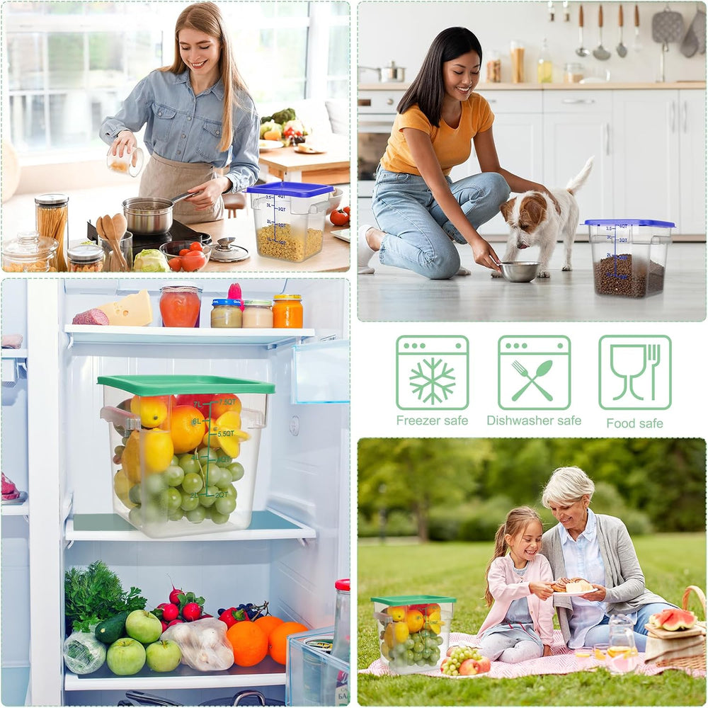 Lallisa 4 Pcs 8qt & 4qt Clear Food Storage Containers with Lids Handles a...