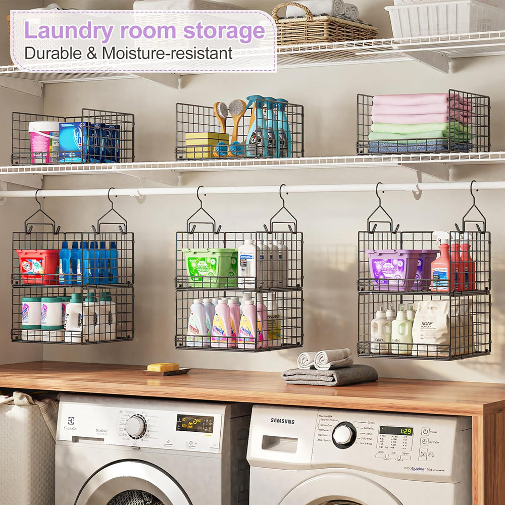 6 Tier Hanging Closet Organizers and Storage Stackable Hanging Closet Shelves...