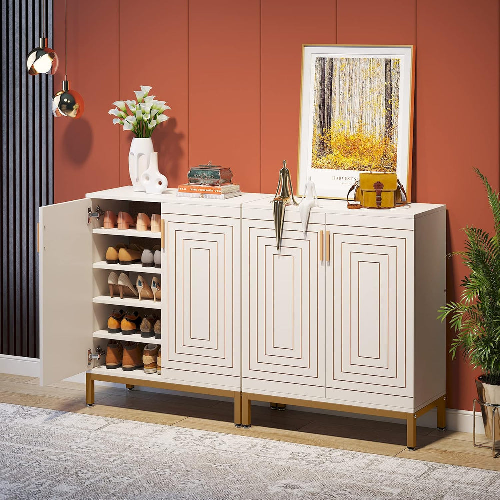 Tribesigns Shoe Cabinet with Doors, 20 Pairs Entryway Shoe Storage Cabinet wi...