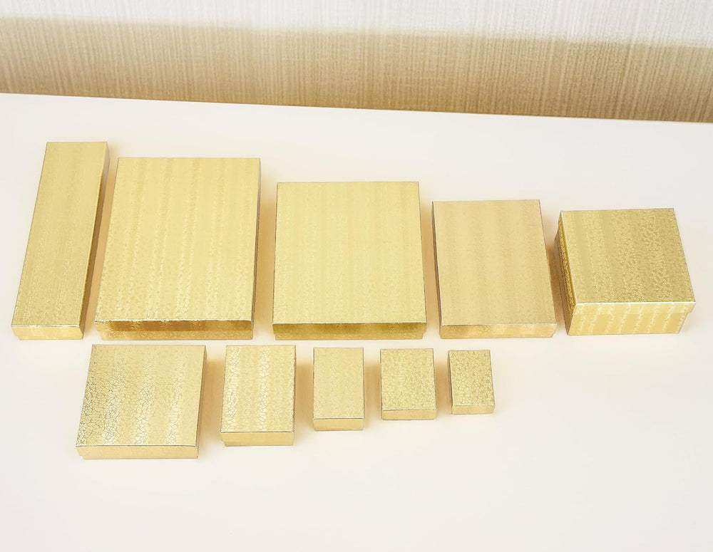 TheDisplayGuys 100 Cardboard Jewelry Gift Boxes with Inserts - Gold Foil