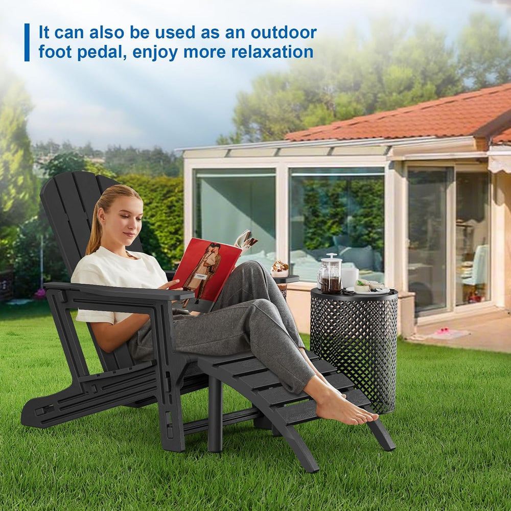 FONTOI Adirondack Ottoman, HDPE Plastic Adirondack Chair Footstool, All Weath...
