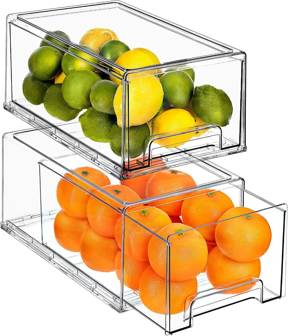 Sorbus Large Clear Storage Drawers – Stackable Pull-Out Storage Bins (2 Pack)