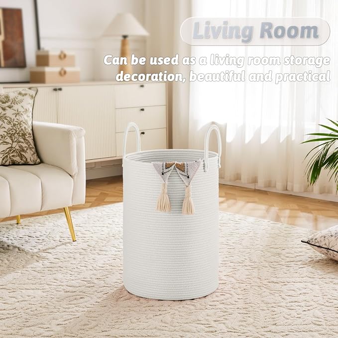 Laundry Basket, Woven Cotton Rope Laundry Hamper, 100L