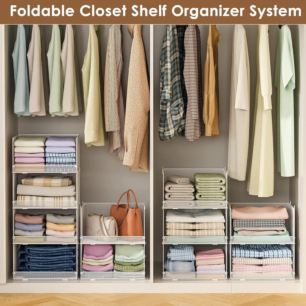 5-Tier Stackable Closet Organizers and Storage, Metal Wire Storage Shelves fo...