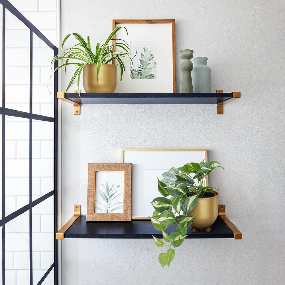 Boho Gold Metal Hanging Planters, Set of 2 with Hooks & Chains - Versatil...