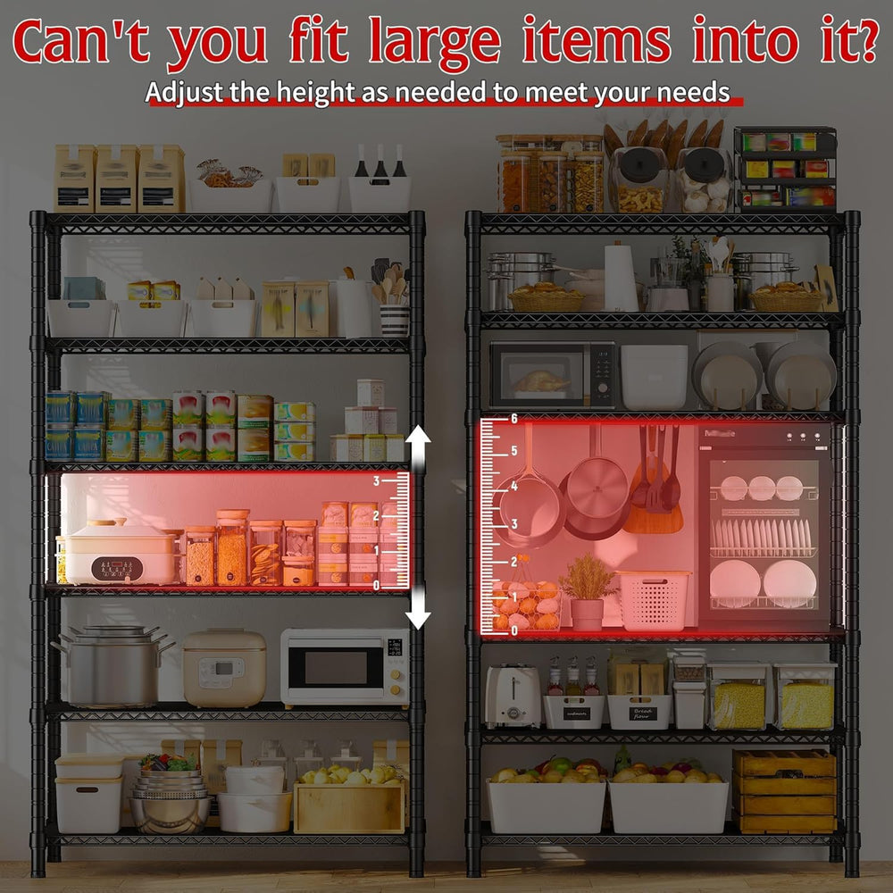 REIBII 75''H 6 Tier Wire Shelving,1800LBS Storage Shelves,Kitchen,Pantry