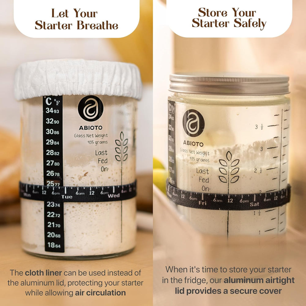 Sourdough Starter Kit with 10" Round & 11" Oval Banneton Proofi...