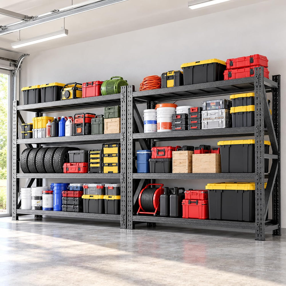 SAWJEC 6000 LBS Garage Shelving, 71" W Heavy Duty Storage Shelves, 4 Tie...