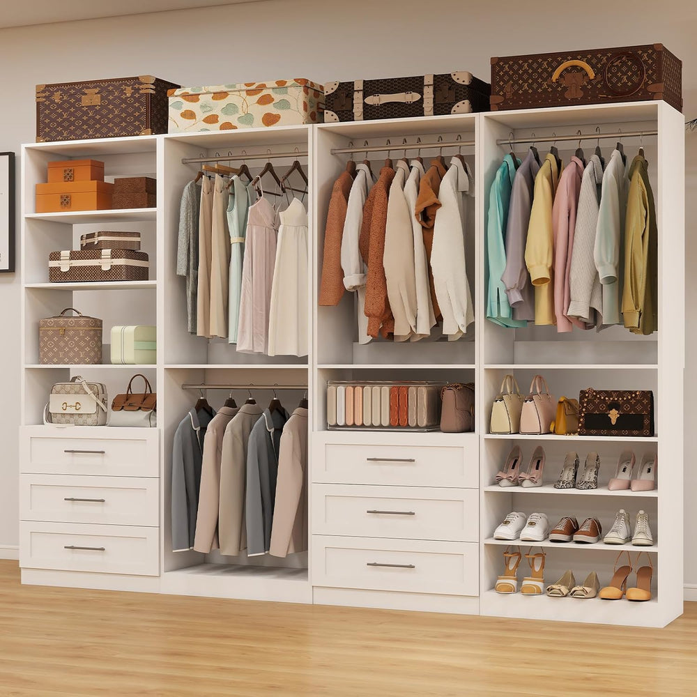 Closet System with 4 Sets, 8-21FT Closet Organizer Systems with 6 Drawers &am...