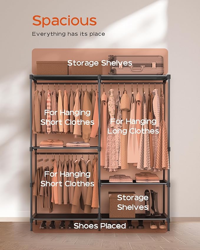 Clothes Rack, Portable Closet, 54.3 Inch Large Capacity Wardrobe Closet