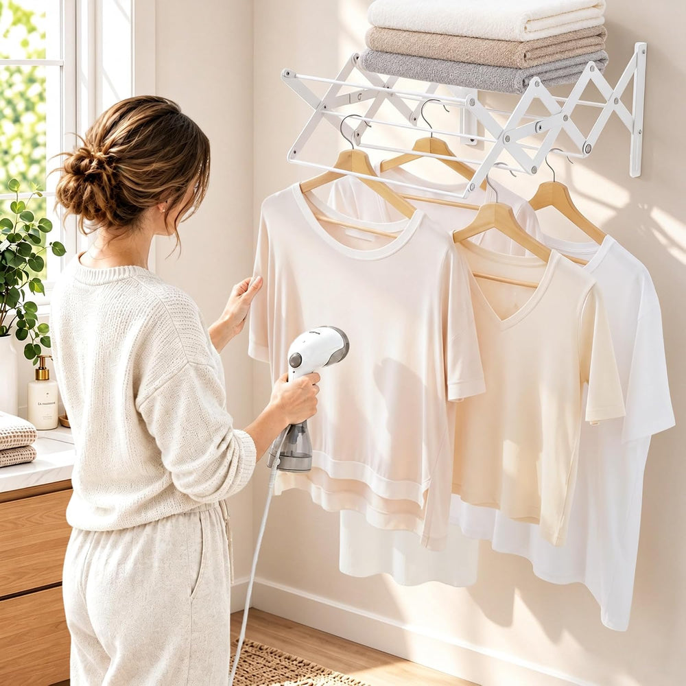 STORAGE MANIAC Wall Mounted Clothes Drying Rack Foldable Laundry Rack