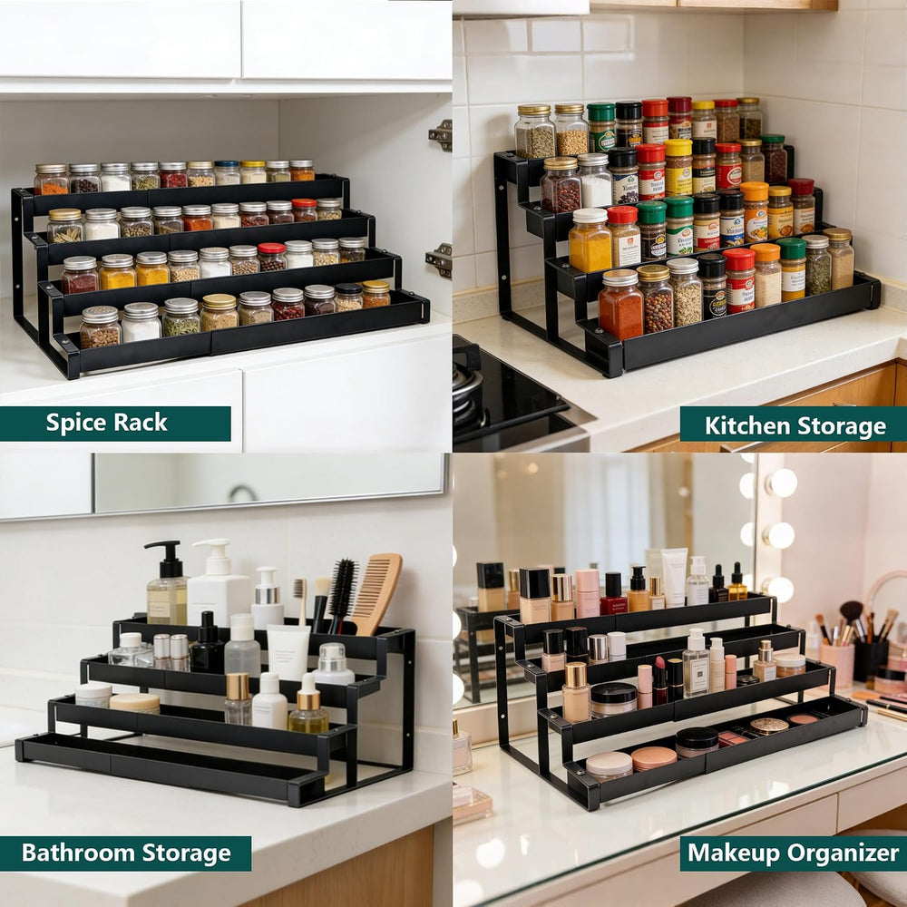 Expandable Spice Rack 4 -Tier Spicy Shelf for Countertop & Cabinet