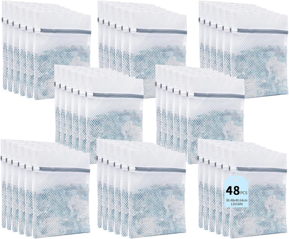 48PCS 12X16IN Laundry Bags Mesh Wash Bags for Strong Zipper
