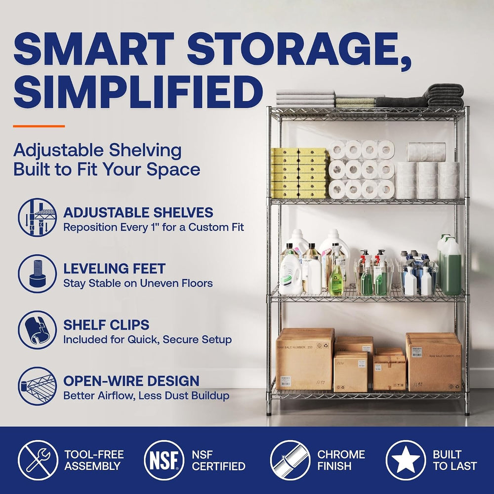 Shelving Inc. 8" d x 8" w Chrome Wire Shelving with 3 Tier Shelves