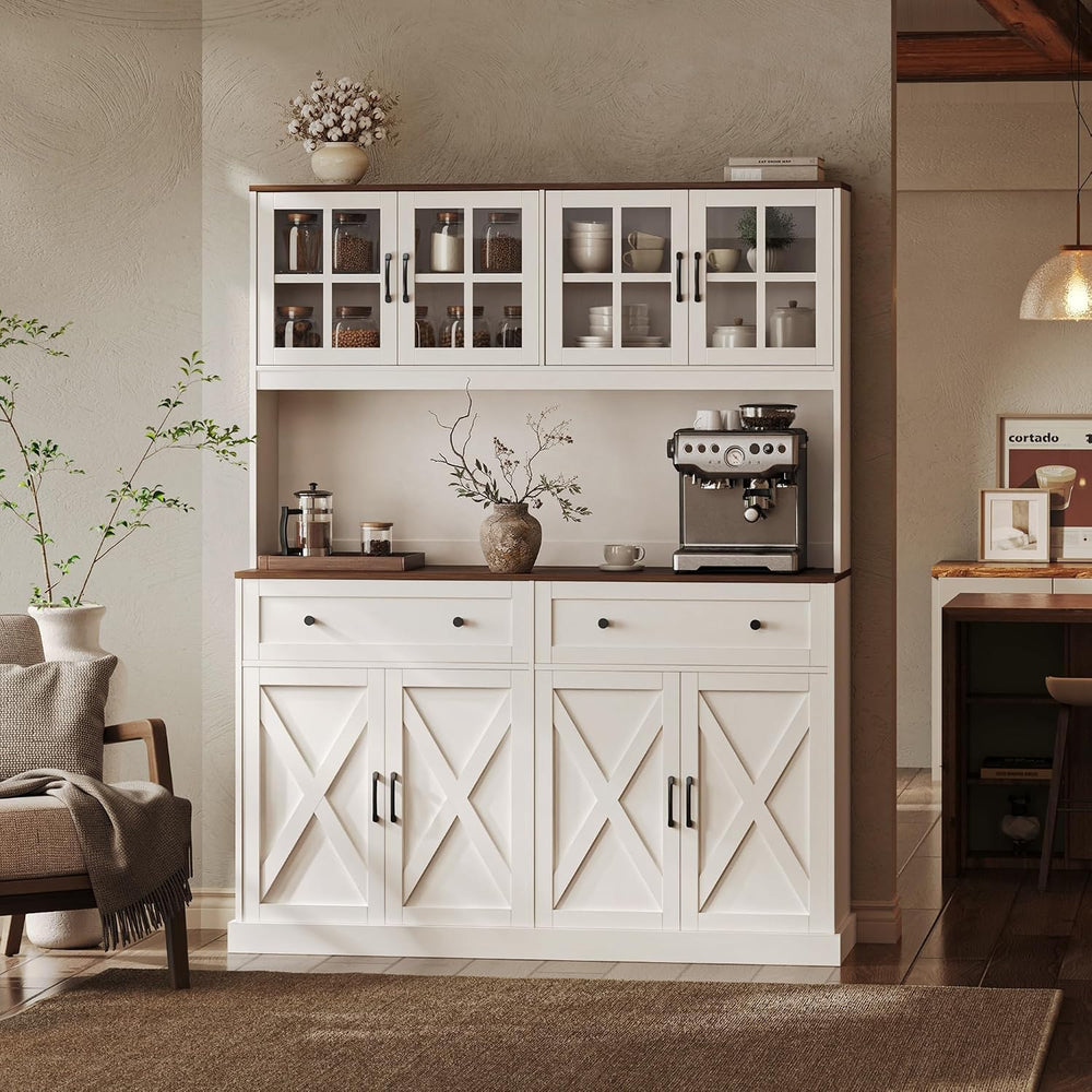 71''H x 55.1''W Pantry Cabinet with Charging Station, 4 Wide ...