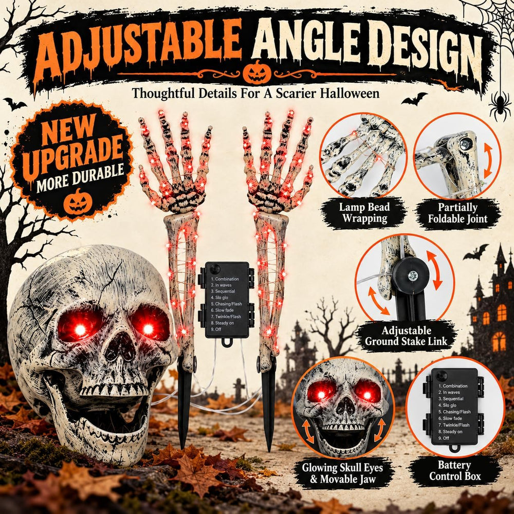 FLYSNK Lighted Halloween Skeleton Groundbreaker Decorations Outdoor, Spooky S...