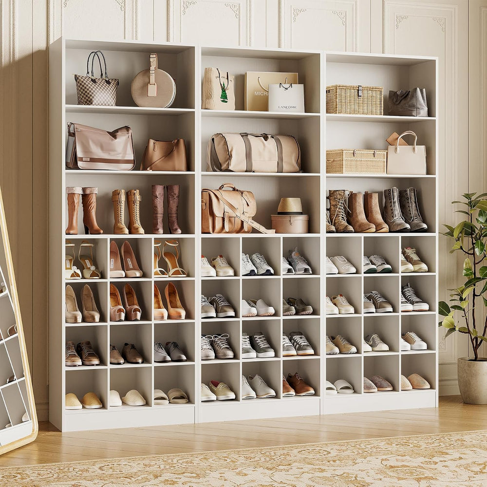LITTLE TREE Tall Shoe Cabinet Storage, 7-Tier Wood Shoe Rack Organizer, Frees...