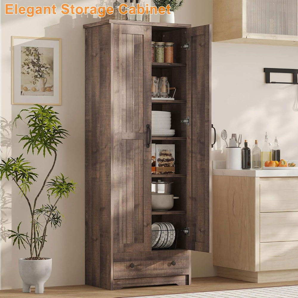 Decofy 70" Tall Storage Cabinets, Large Wood Storage Pantry Cabinet with...
