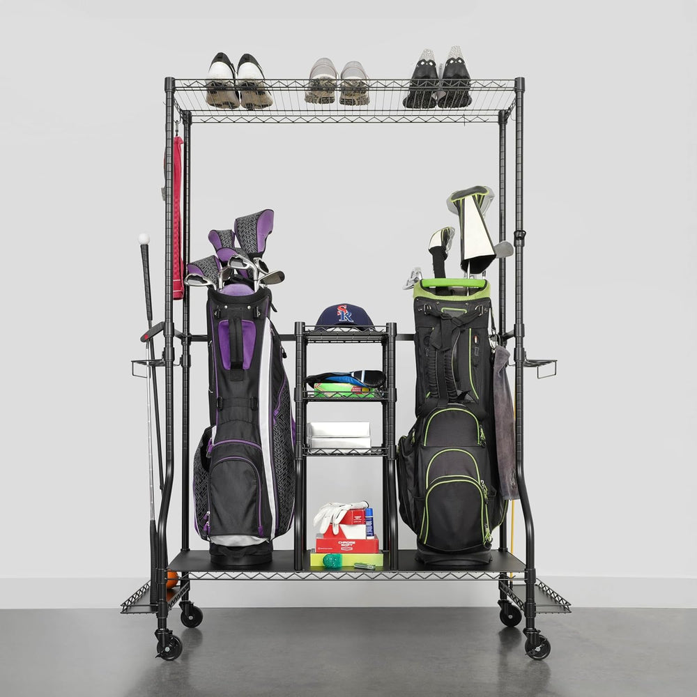 SafeRacks Golf Equipment Organizer Rack, Golf Bag Storage Rack for Garage, Fi...