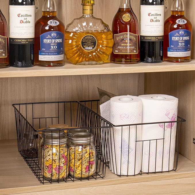 16inch Freezer Wire Storage Organizer Baskets, Household Refrigerator Bin (4p...