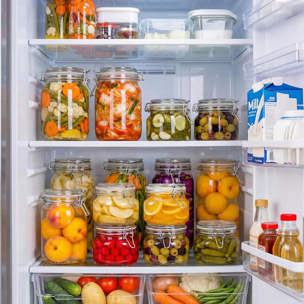 78oz Large Square Glass Jars with Airtight Lids, Wide Mouth Mason Jars 3P
