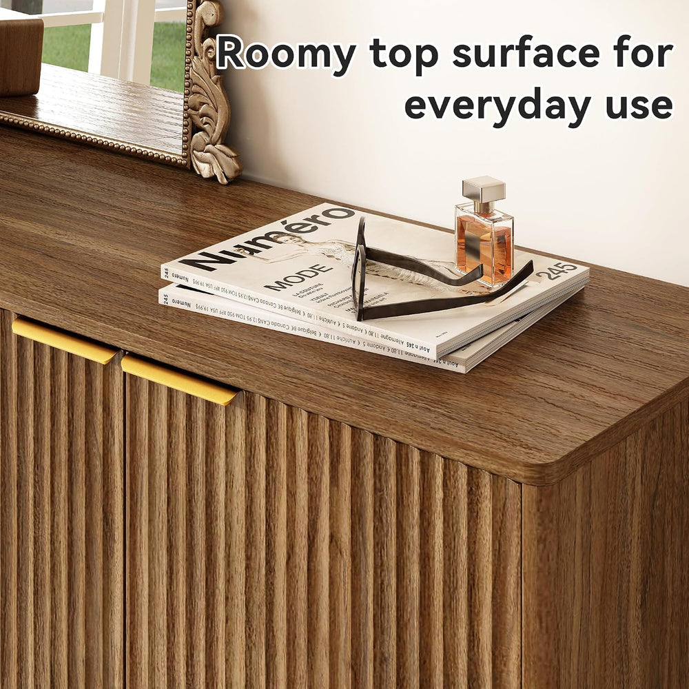 5-Tier Shoe Storage Cabinet with Adjustable Shelves, Natural Oak丨Fluted Shoe ...