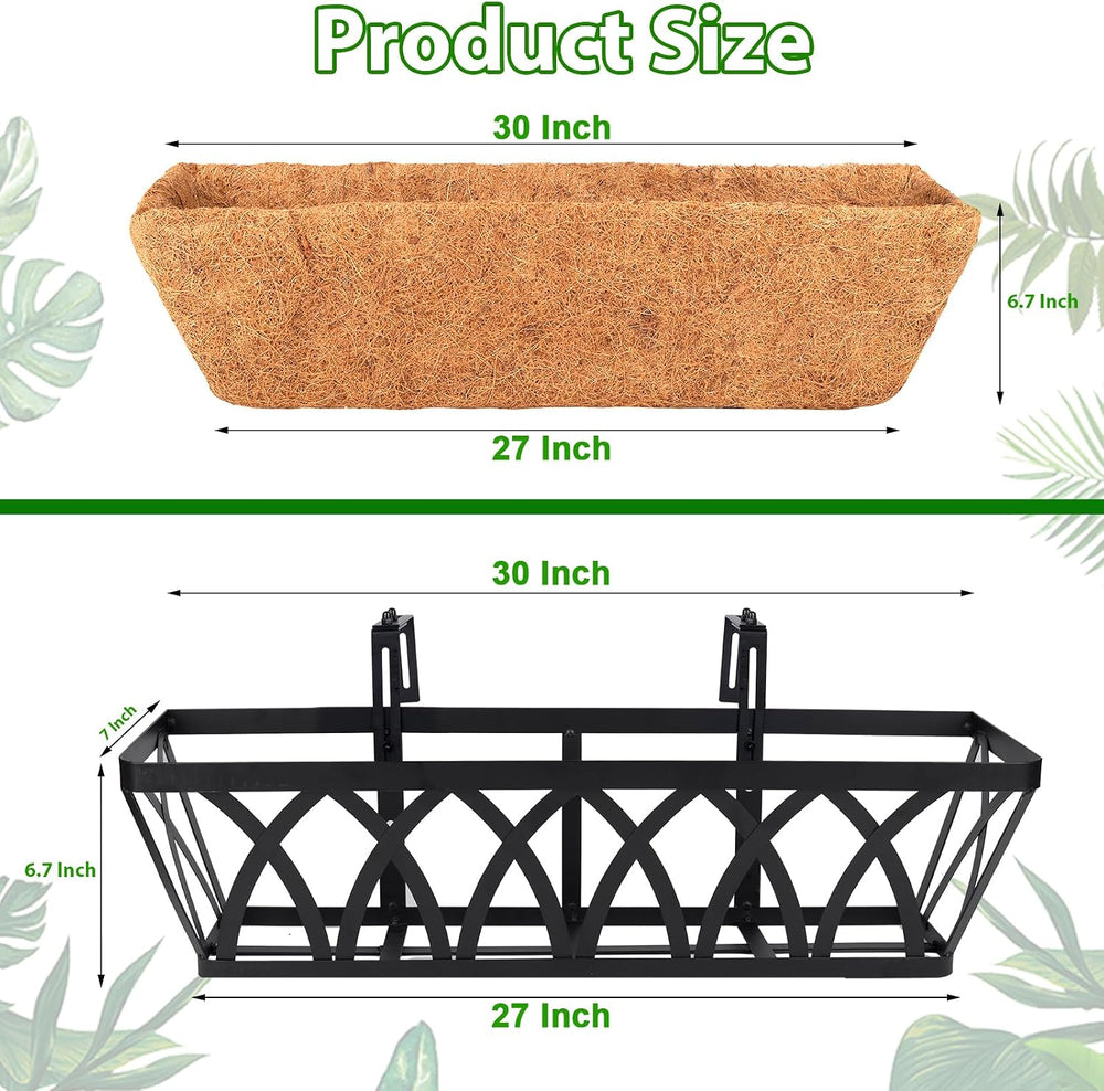 Deck Railing Planter Window Box - 2 Pack 30 Inch Deck Balcony Rail Planter wi...