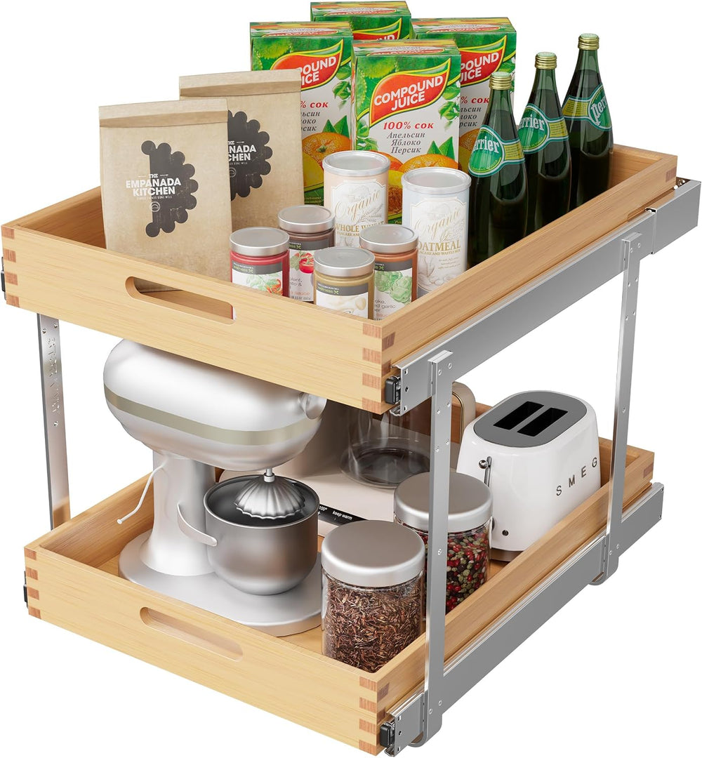 21"W x 21"D 2 Tier Pull Out Drawers for Cabinets, Farmeless&Farme
