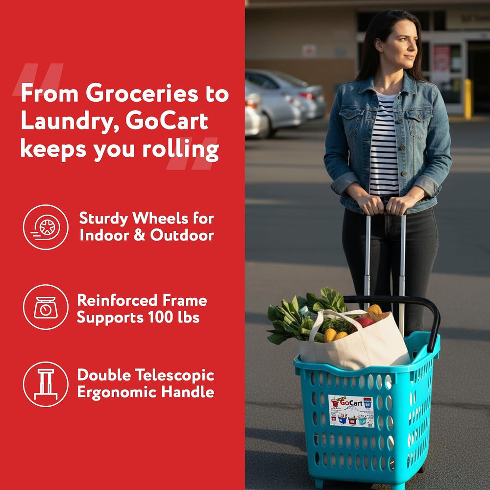 dbest products Bigger GoCart Grocery Cart Rolling Shopping Laundry Basket on ...