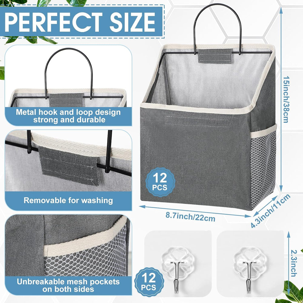 Woanger 12 Pcs Wall Hanging Storage Bag Wall Hanging Organizer Bag Over The D...