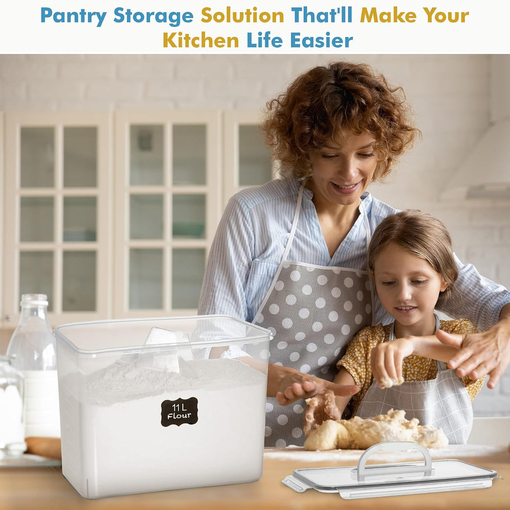 Shazo 2 PC (11L | 372 oz) Flour Sugar Storage Containers with Easy Carry Hand...